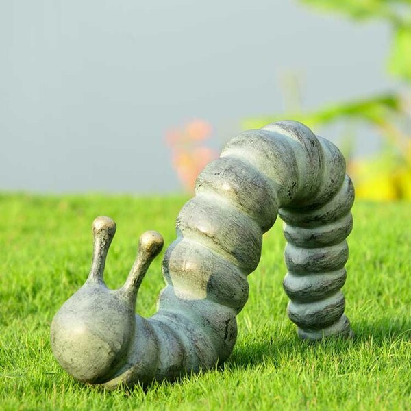 Caterpillar Snack Seeker Garden Sculpture Aluminum Alice Wonder